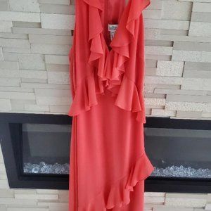 Belle Bagley Mischka beautiful coral long midi dress